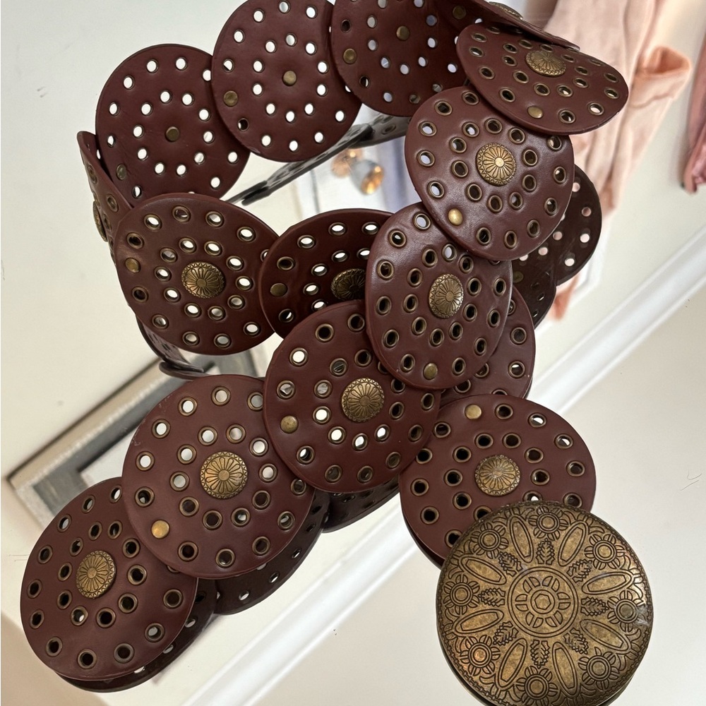 Brown Circular Patterned Belt